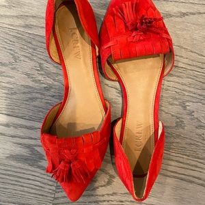 JCREW red pointed toe flats with pointed toe